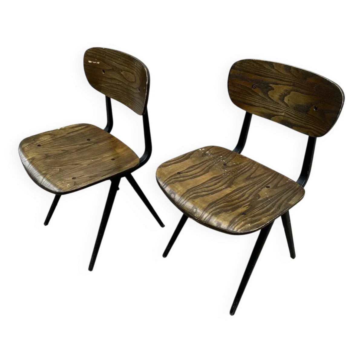 2 chaises style industriel en bois et métal