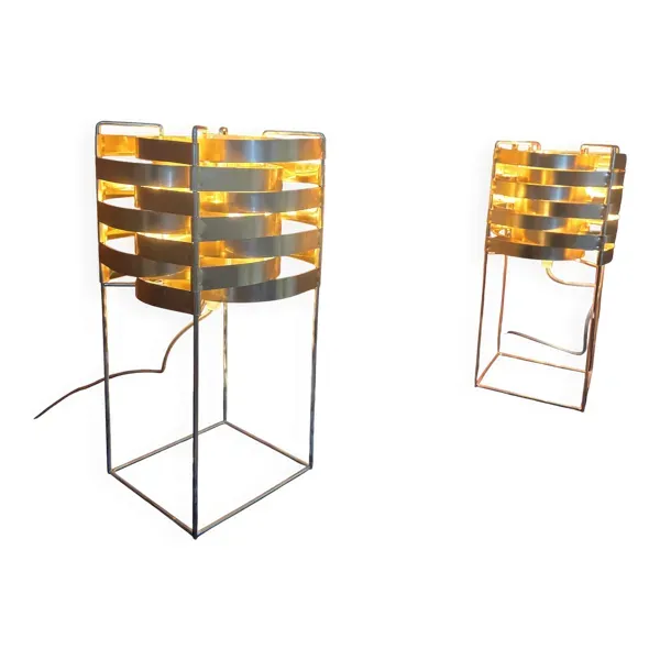 Paire de lampes max sauzé – ekilux – design vintage métal laiton