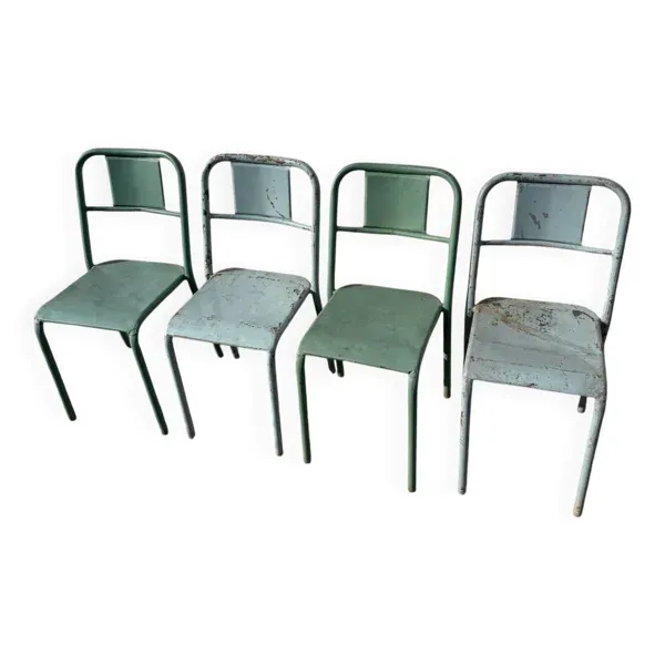 Set de 4 chaises tôle bistrot vintage