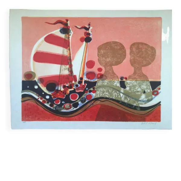 Les Angeliaues III.Lithographie de Frédéric MENGUY,1927-2007