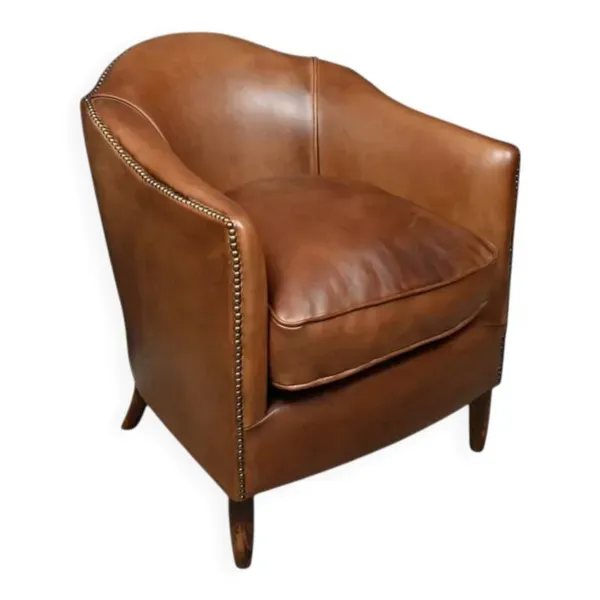 Fauteuil club solange en cuir de mouton