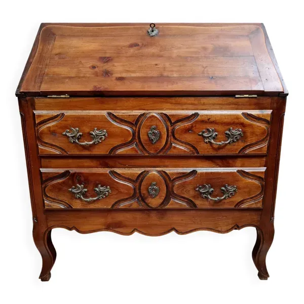 Commode bureau style Louis XV en noyer massif circa 1880