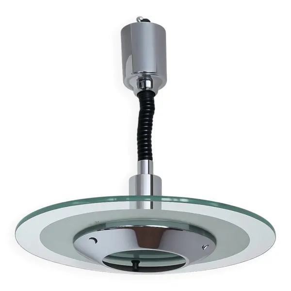 Suspension Helestra, Allemagne, années 1970   Chrome et verre   Design vintage
