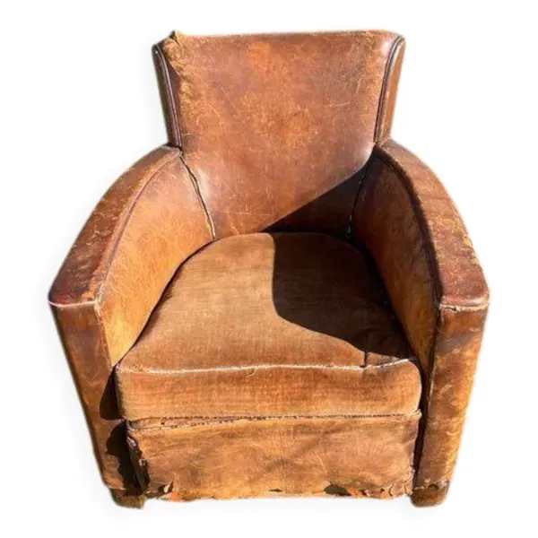 Fauteuil club en cuir années 30
