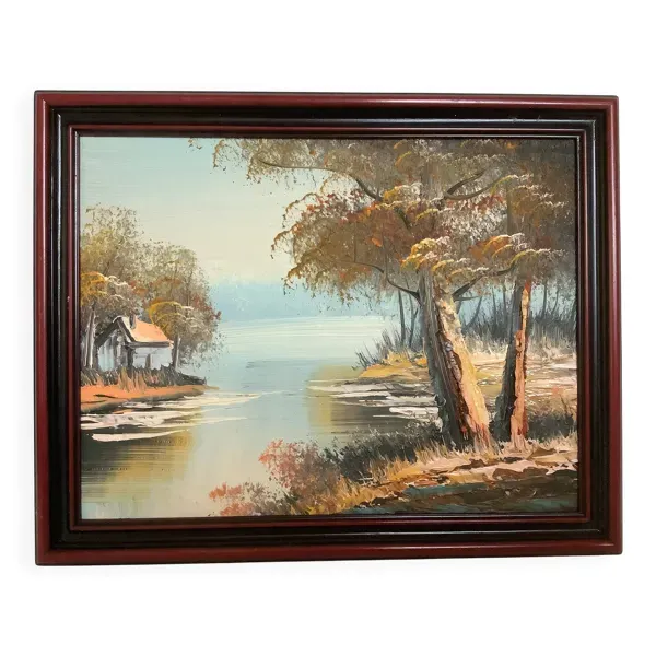 Petit tableau paysage huile sur panneau