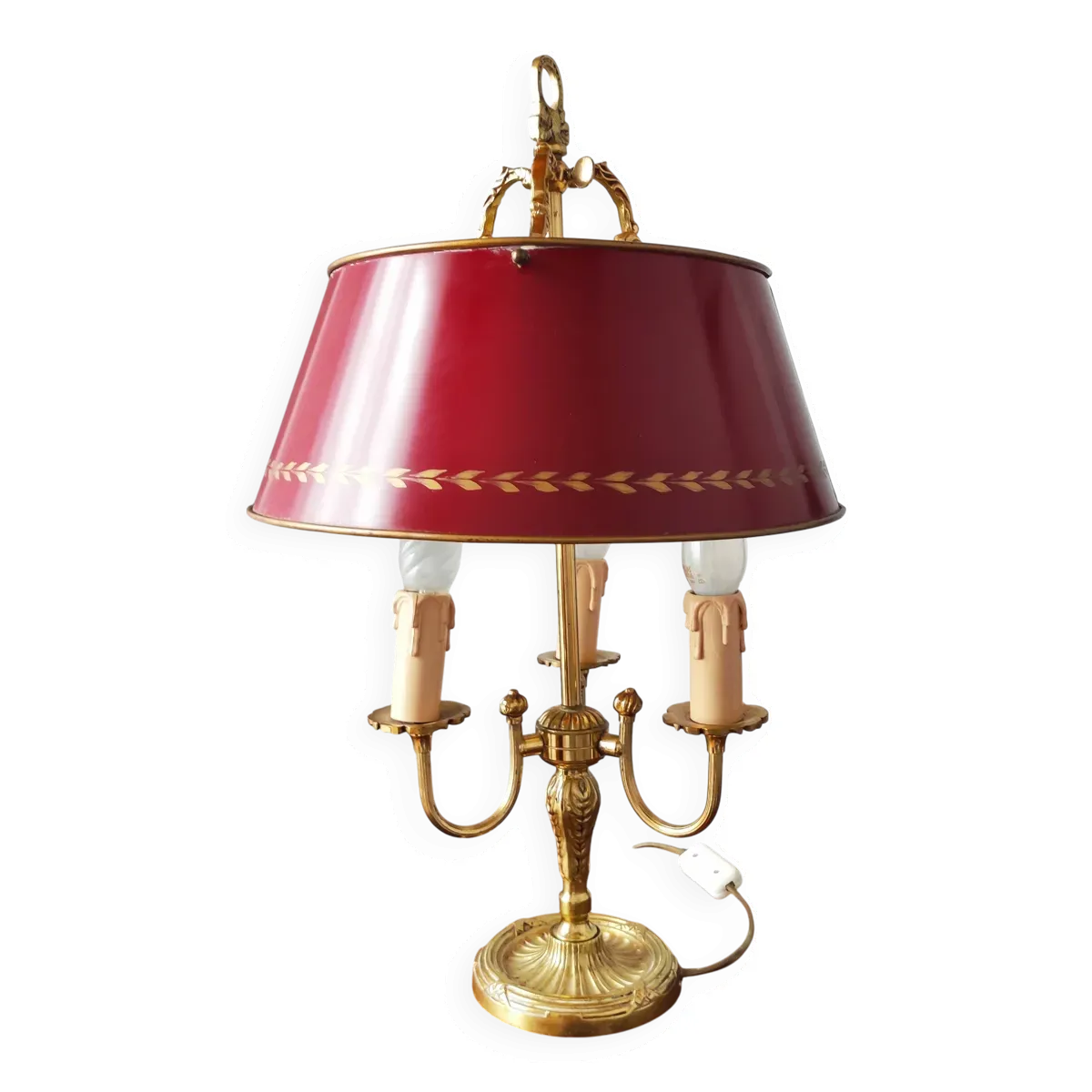 Lampe bouillotte 3 feux en bronze Maison Collange