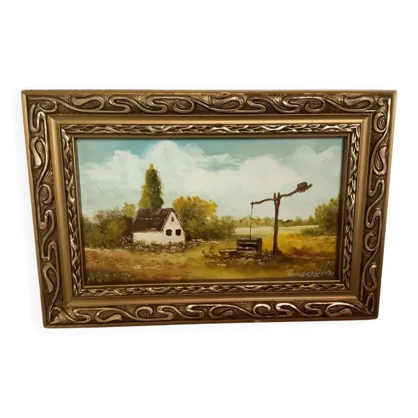 Petit tableau paysage huile sur isorel