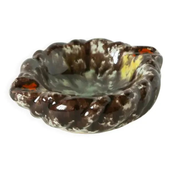 Cendrier en céramique, marron & multicolore, 1970