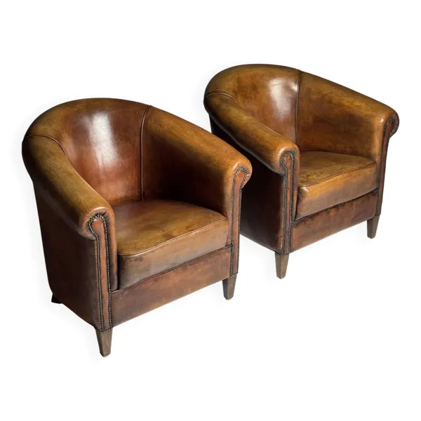 Fauteuil club en peau de mouton 2x classique