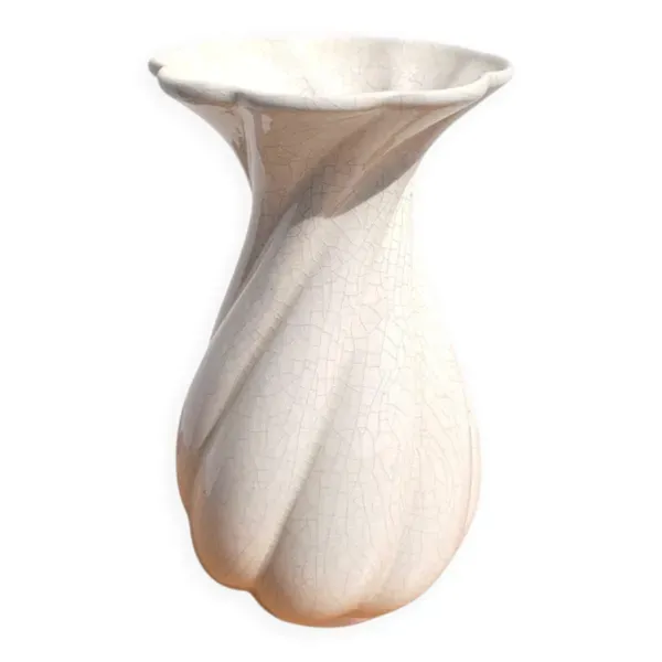 Vase vintage en céramique craquelée Faïencerie de Charolles