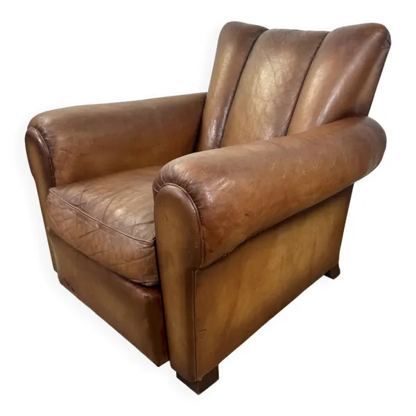Fauteuil club en cuir, années 1950