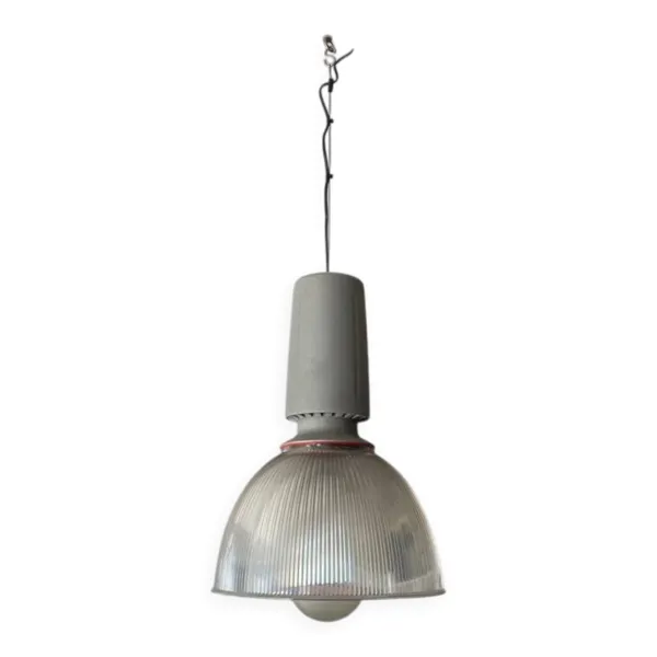 Suspension industrielle corps aluminium diffuseur méthacrylate vintage 70