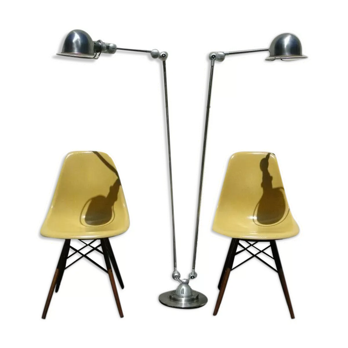 Lampadaire vintage jielde double graphite 6 bras de Jean Louis Domecq France 1960