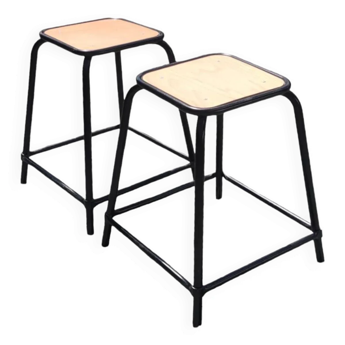 Paire de tabourets vintage d'atelier industriels