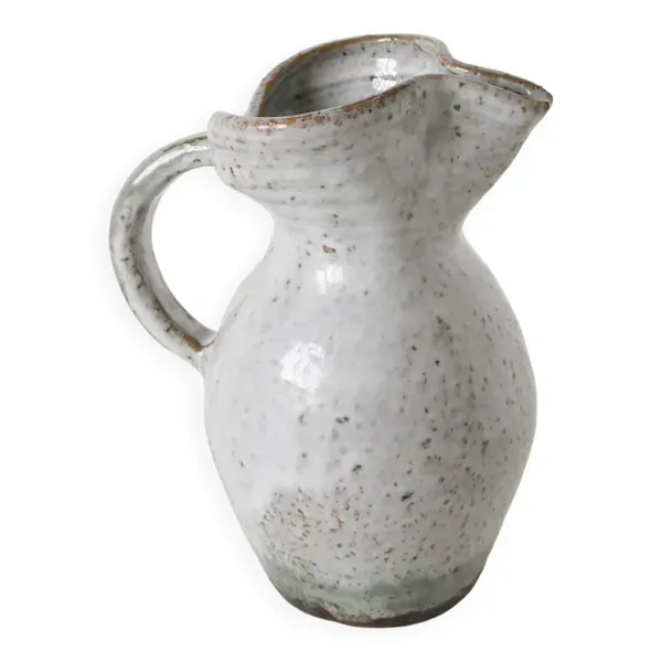 Grand pichet en grès vernissé, Gris clair, 1970
