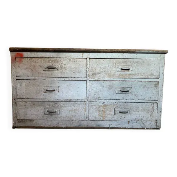 Meuble de métier en bois patiné