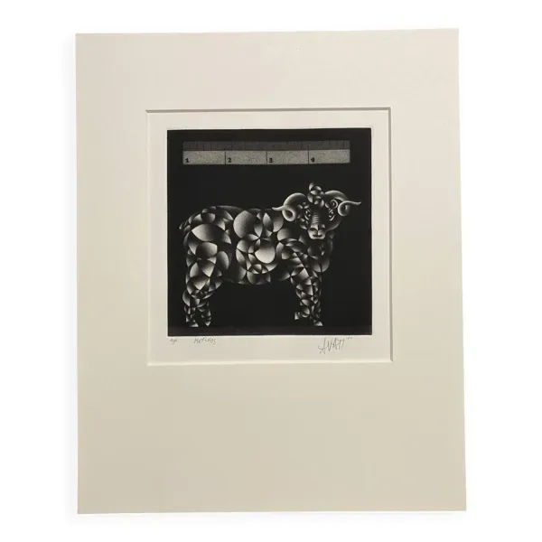 Mario avati (1921-2009), merinos, manière noire, 1970