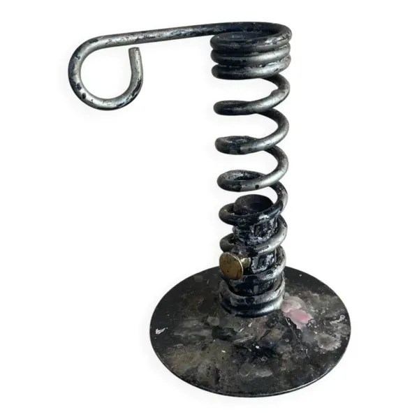 Bougeoir ressort en métal vintage