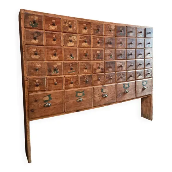Armoire à tiroirs en pin antique avec 50 tiroirs, apothicaire ou quincaillerie, XIXe siècle