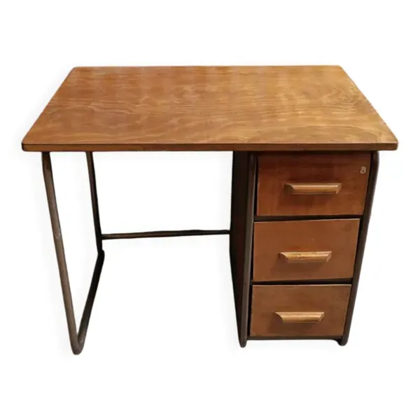 Bureau d'école vintage bois et métal