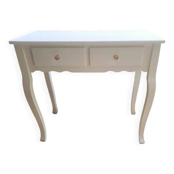 Console coiffeuse en bois peint blanc france 2000 / décoration vintage rétro chambre classique
