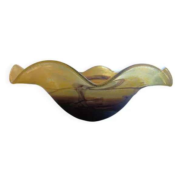 Grand Abat-jour vintage en verre soufflé style Biot