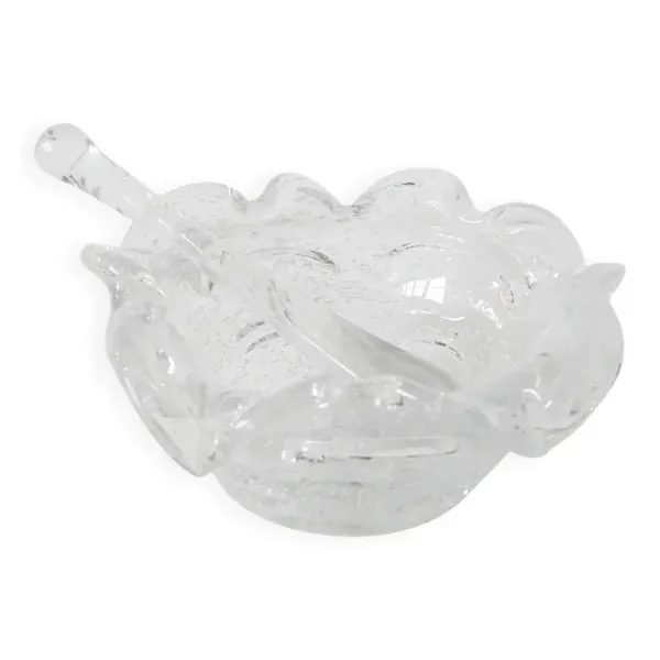 Grand mortier en verre bullé style Biot avec pilon design 1970