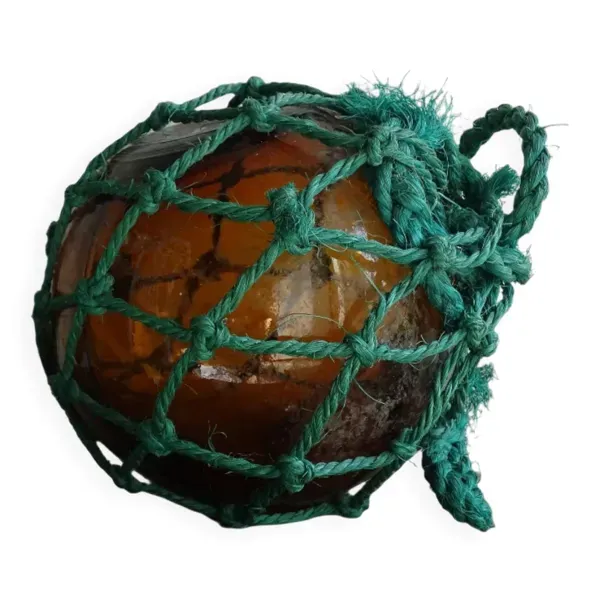 Bouée vintage française en verre ambré