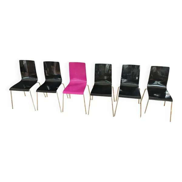 Lot de 6 chaises Galvano Tecnica (Italie) – Design Industriel Chic – 5 Noir