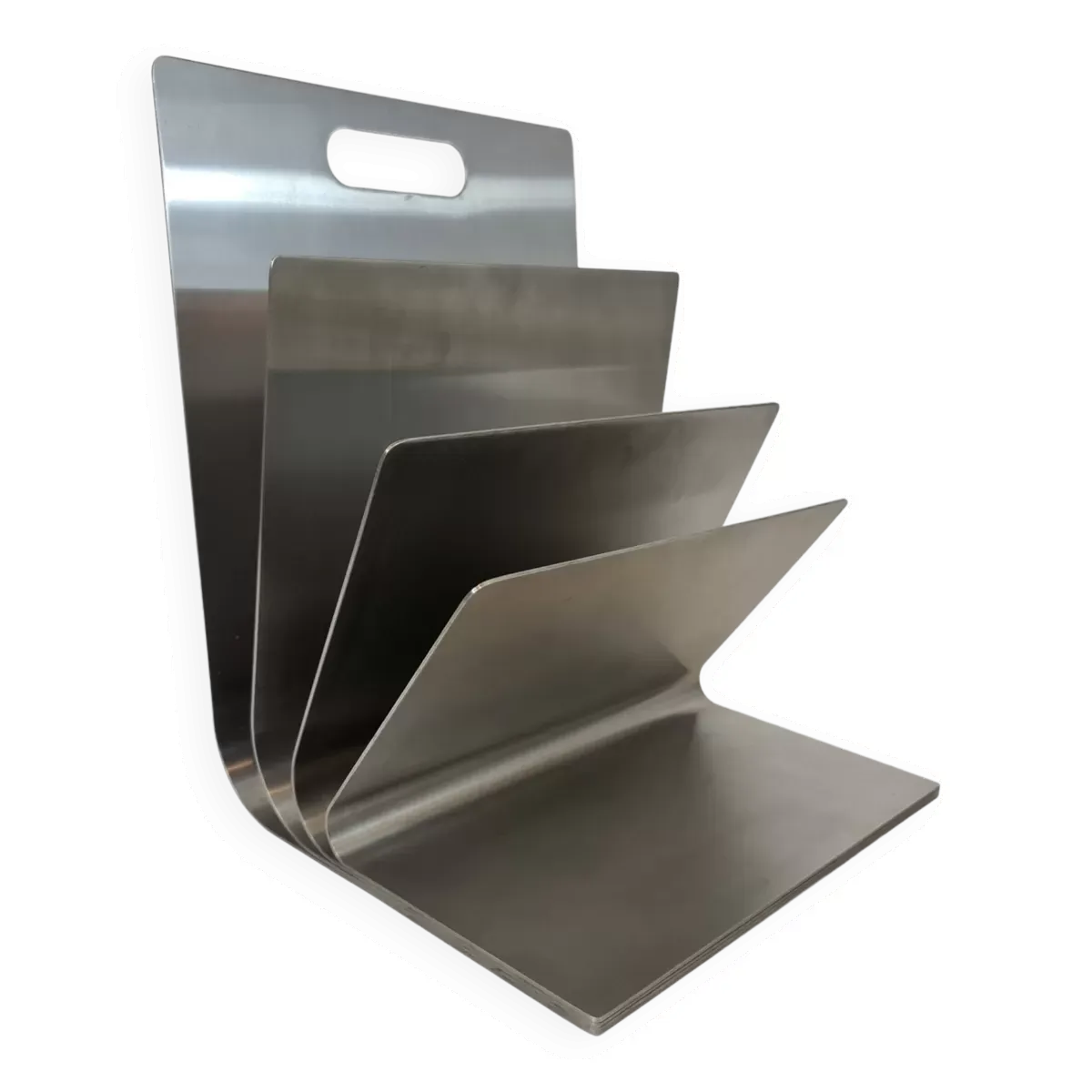 Porte revues en acier inoxydable par Xavier Féal pour Inox industrie  1970s