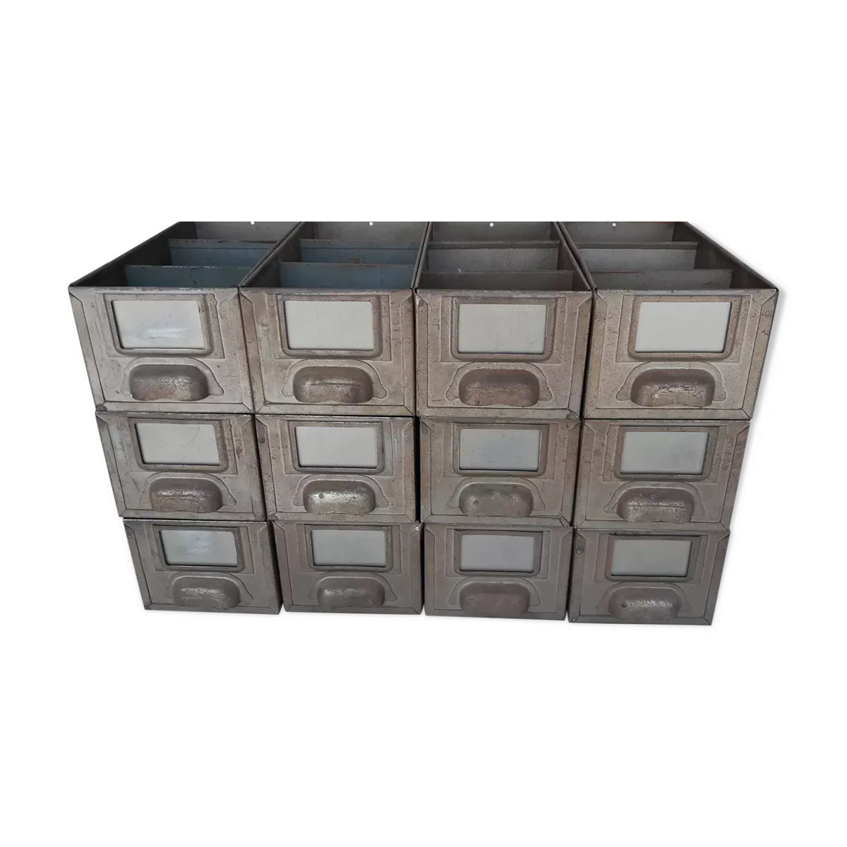 Casiers tiroirs industriels métalliques années 60