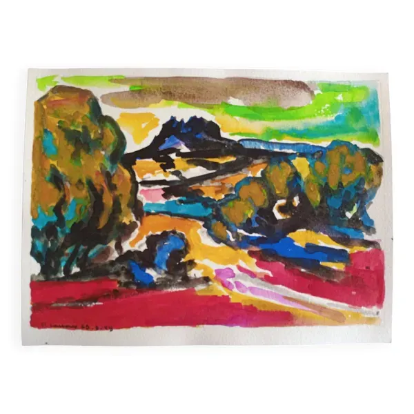 Pierre Lacroux (1909- 1993) Gouache sur papier 24 x 32 cm - de 1989 - (303)
