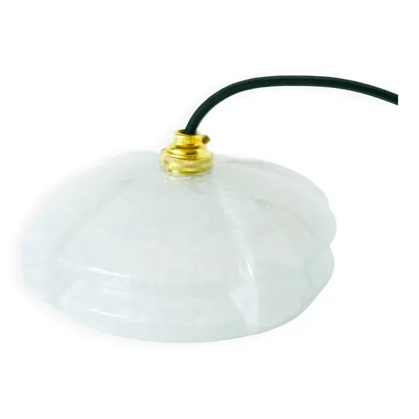 Suspension Art Déco en verre de Clichy blanc, 1930