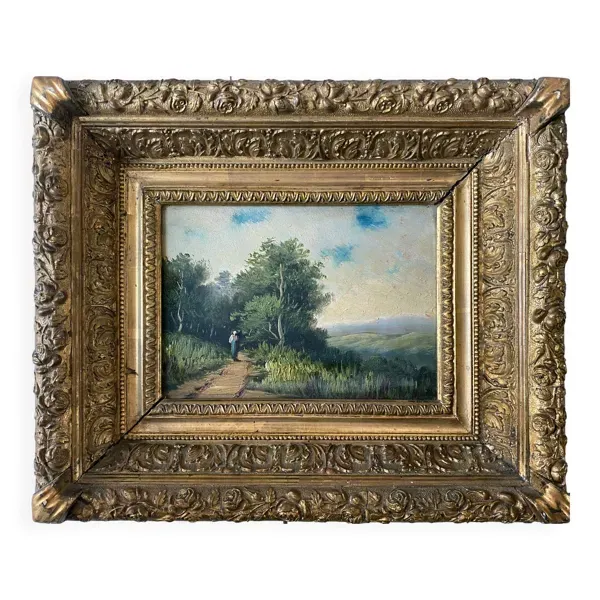 Tableaux hsp xix° barbizon ''paysage animé'' + cadre