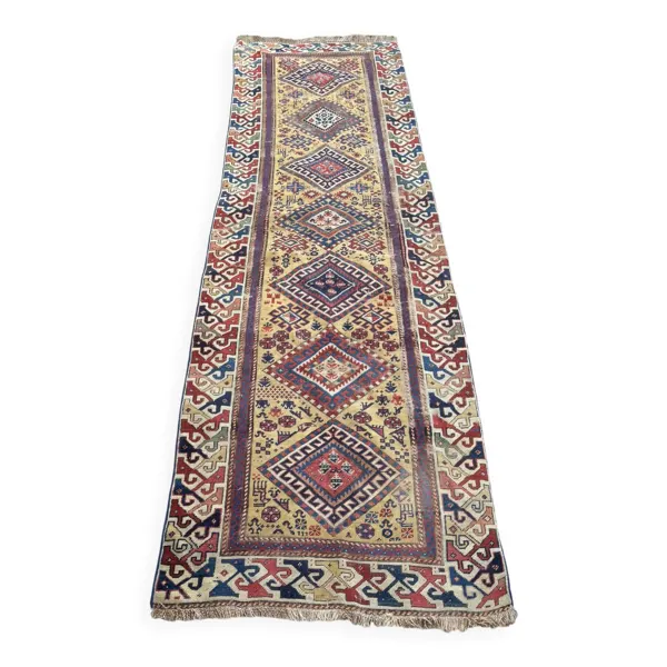 Tapis Couloir Persan Ancien Fait Main 85x340 Laine Tribale Boho Turc Kurde