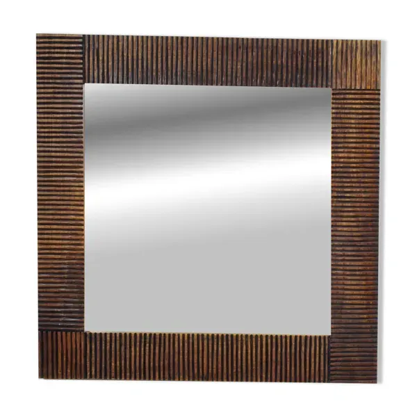 Miroir brutaliste en chêne, années 1970