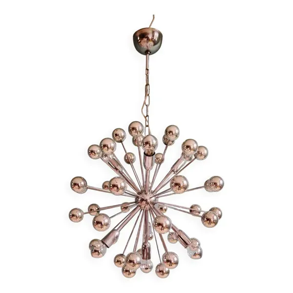 Lustre Sputnik en métal chromé, design Space Age, 1960