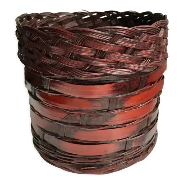 Cache-pot en rotin & osier plantes années 70