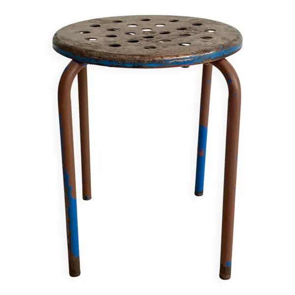 Tabouret industriel acier patiné vintage