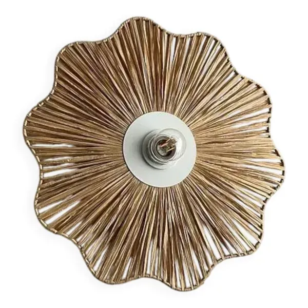 Applique fleur en raphia tressé – 40×9 cm