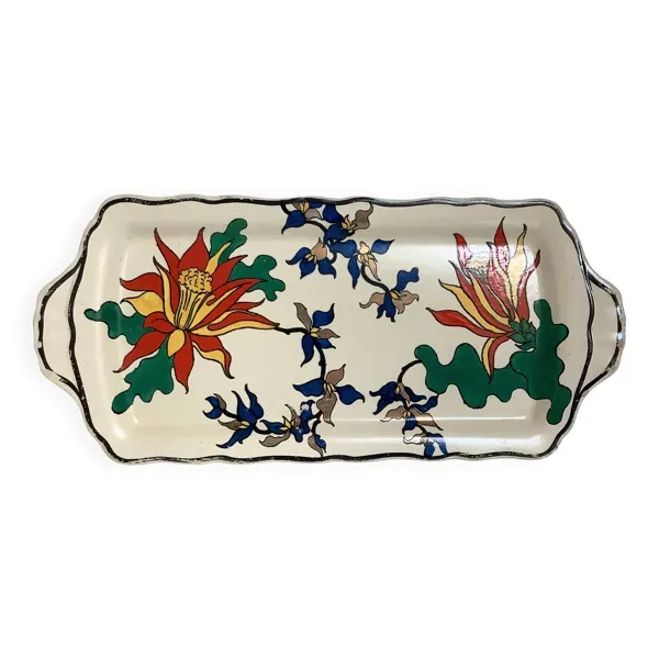 Plat Longwy ancien à décor de fleurs