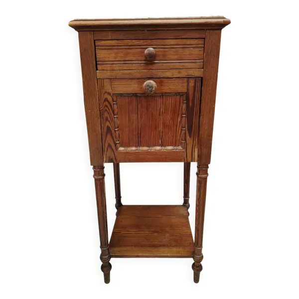 Table de nuit ancienne en bois massif et marbre – XIXème