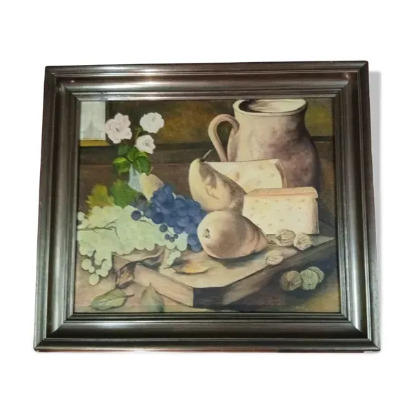 Nature morte aux fruits de saison, huile sur toile signée André-Pierre Cailleret