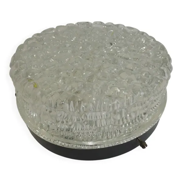 Plafonnier vintage RZB verre bullé années 70 – Applique murale industrielle