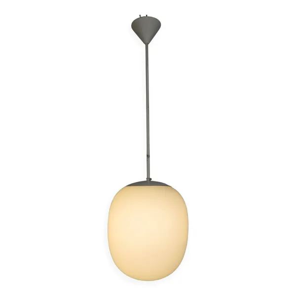 Lampe d'école vintage avec abat-jour en verre dépoli blanc, années 1950