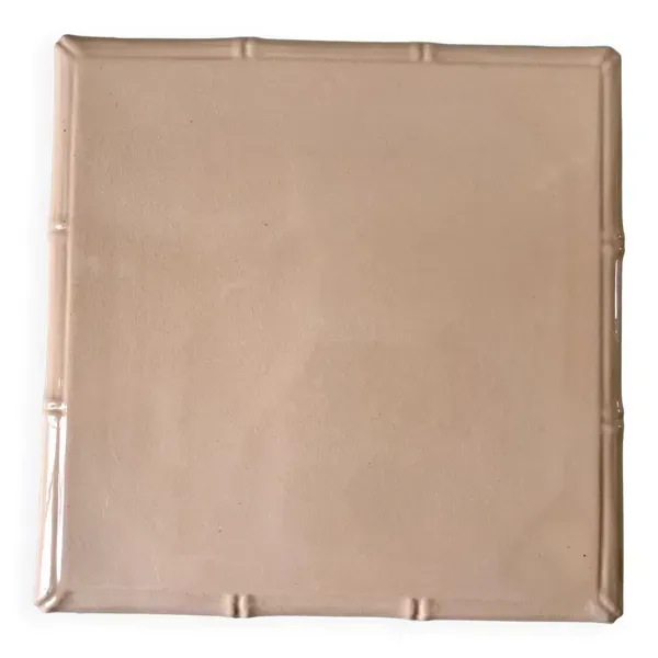 Dessous de plat en faïence rose effet bambou digoin sarreguemines années 50