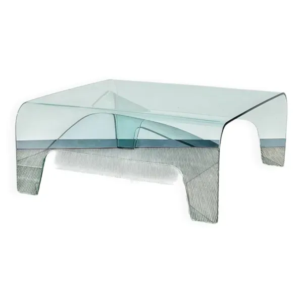 Table basse verre carrée. Vintage 90s