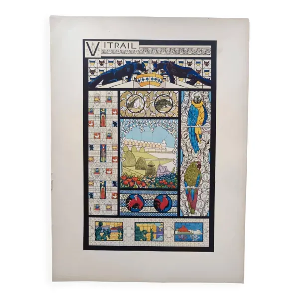 Illustration art nouveau Vitrail par René Binet 1902