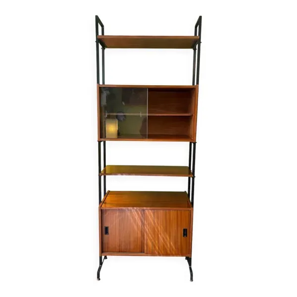 Bibliothèque vintage modulable bois & métal – esprit mid-century chic