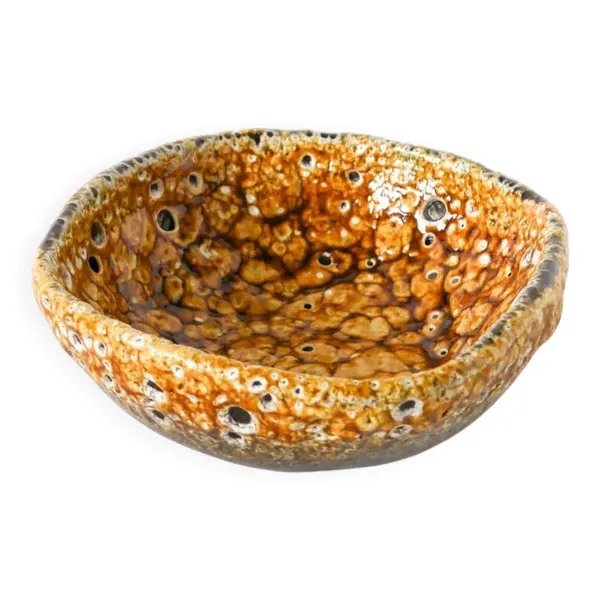 Vide-poche en céramique Fat Lava, jaune et noir, 1970